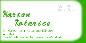 marton kolarics business card