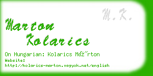 marton kolarics business card